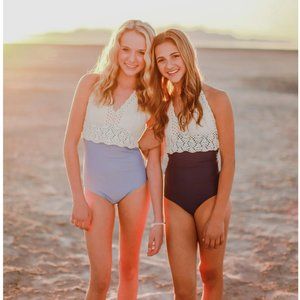Rad Swim, Jane Crochet Swimsuit, Blue, Size L